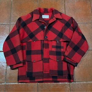 Vintage lot 83 Filson Red Black Check Plaid Wool Double Mackinaw Jacket sz 44